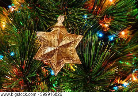Star Of Bethlehem. Vintage Christmas Ornament. Antiques Dresden Cardboard.