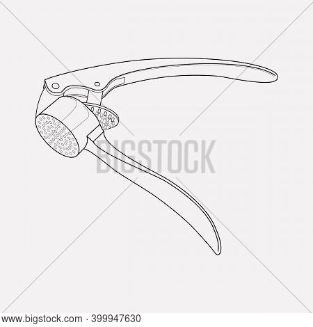 Garlic Press Icon Line Element. Vector Illustration Of Garlic Press Icon Line Isolated On Clean Back