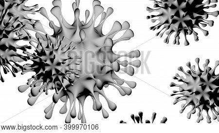 Sars-cov-2 Coronavirus On White Background In 3d. Dangerous Non-cellular Infectious Virus Covid-19 F