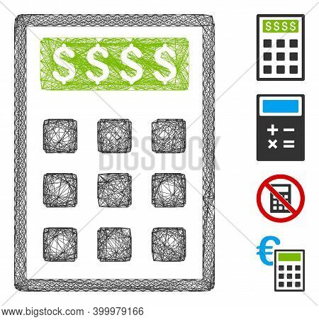 Vector Net Book-keeping Calculator. Geometric Linear Frame 2d Net Made From Book-keeping Calculator 