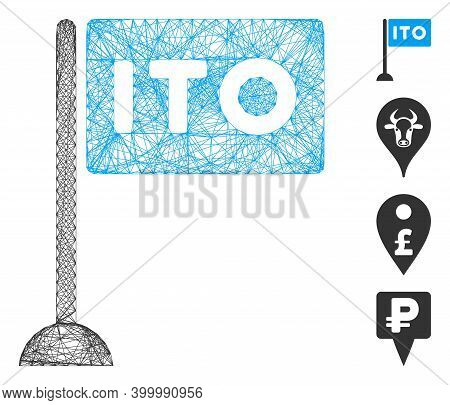 Vector Wire Frame Ito Rectange Flag. Geometric Wire Frame Flat Network Made From Ito Rectange Flag I