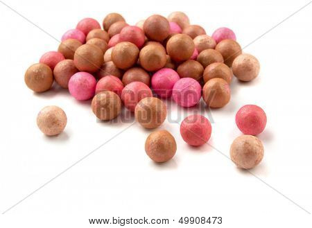 Cosmetics blush ball isolated on white