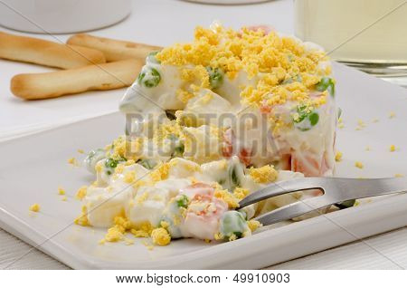 Spanish Cuisine. Russian Salad. Ensaladilla Rusa.