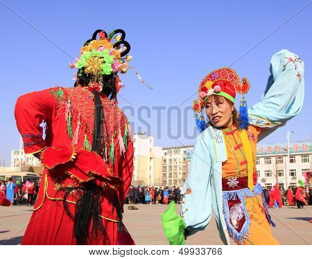 People Wear Colorful Clothes, Yangko Dance Performances In The Streets