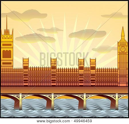 Landscape With London's Big Ben, Westminster Abbey