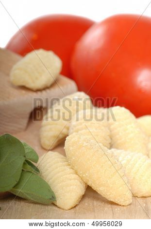 Delicious hand made Gnocchi using a Gnocchi board with tomatoes and herbs