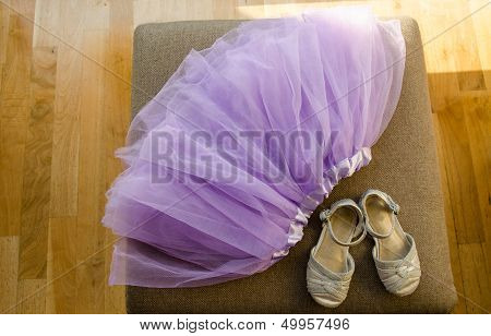 Girl Lilac Ballerina Skirt Light Gray Shiny Shoes