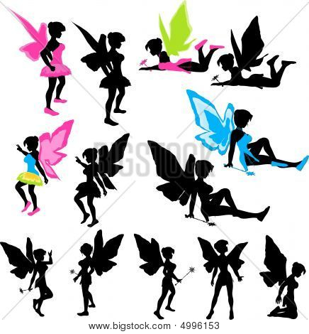 Neon Fairy Silhouetten