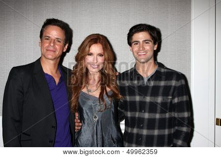 LOS ANGELES - AUG 24:  Christian LeBlanc, Tracey Bregman, Max Ehrich at the Young & Restless Fan Club Dinner at the Universal Sheraton Hotel on August 24, 2013 in Los Angeles, CA