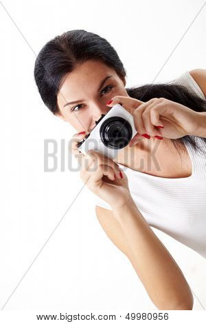 Nice woman making photo