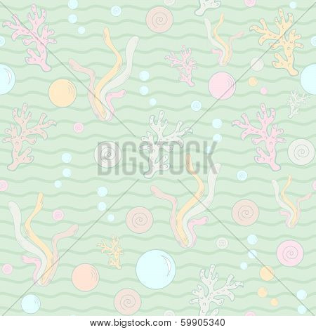 Seamless pattern with seaweed.