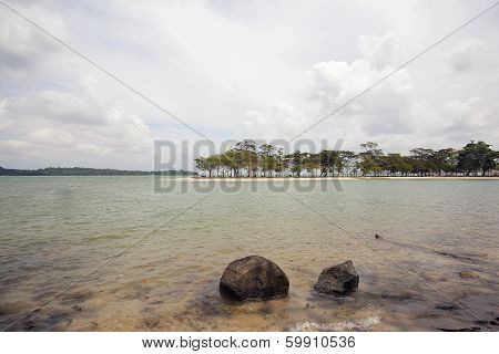 Changi Point Beach With Ubin Island View