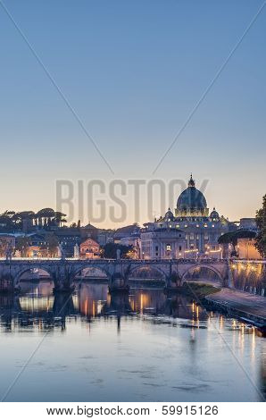 Ponte Sant'angelo (bridge Of Hadrian) In Rome, Italy,