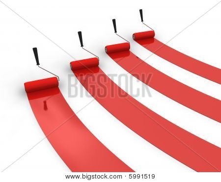 vier Spuren von roter Farbe