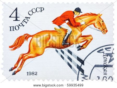 Stamp Printed In Ussr Shows A Donskaya Horse, Series Horse Breed In A Equestrian Sport