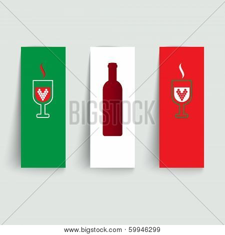 Banners Set On Italian Wines Vector