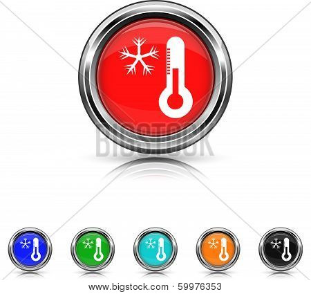 Snowflake With Thermometer Icon - Six Colors Vector Set