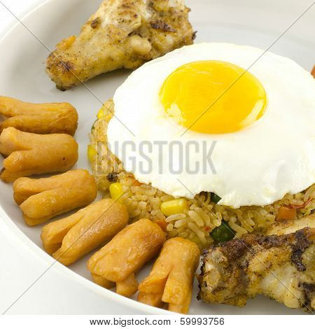 American Fried Rice Isolated On White