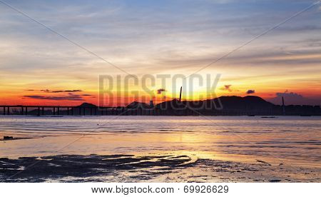 Sunset beach in hong kong  Lau Fau Shan