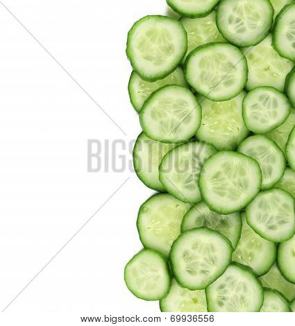 Sliced cucumber background.