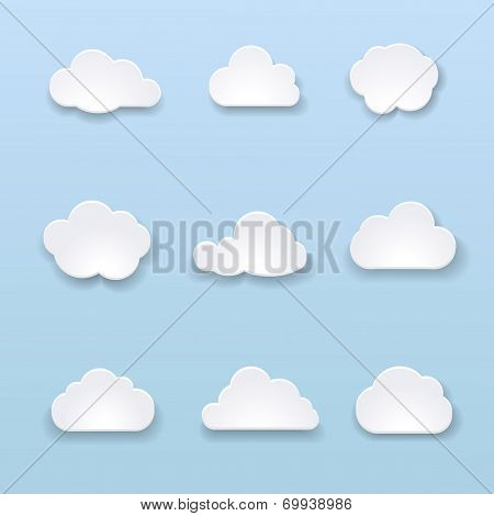 Abstract shape of clouds on blue background. Vector illustration