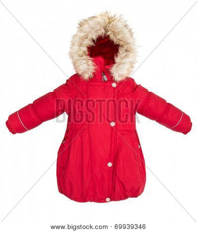 Childrens Women winter jacket isolated on white background.