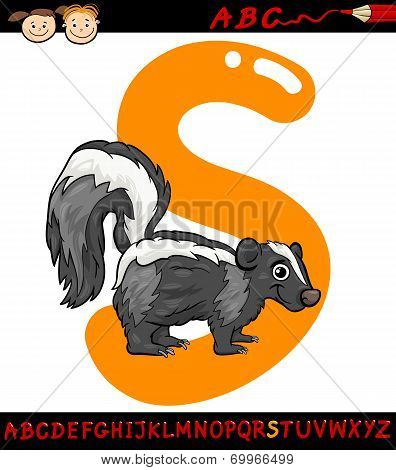 Letter S For Skunk Cartoon Illustration