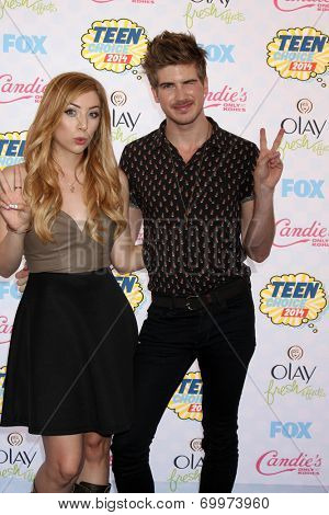 LOS ANGELES - AUG 10:  Meghan Camarena, Joey Graceffa at the 2014 Teen Choice Awards Press Room at Shrine Auditorium on August 10, 2014 in Los Angeles, CA