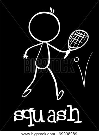 Illustration of a stickman playing squash