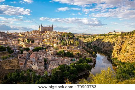 Toledo Cityscape sunset from view point Spain