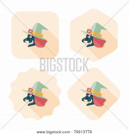 Witch Hat Flat Icon With Long Shadow,eps10