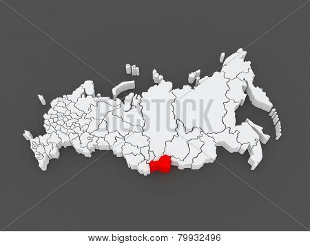 Map of the Russian Federation. Republic of Tyva (Tuva). 3d