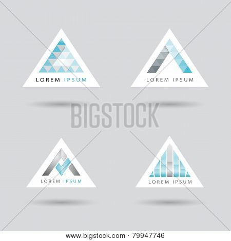 Set of emblem with an arrow or triangle shape