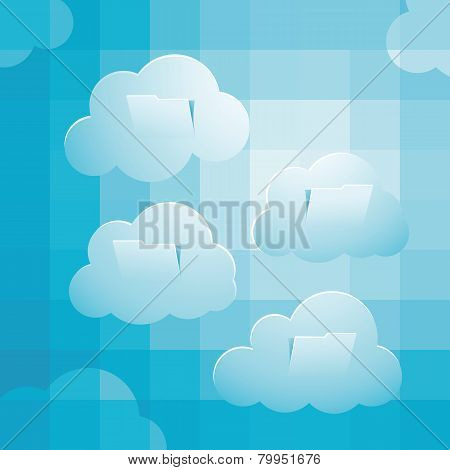 Sky computing concept with pixelate sky clouds folder sructure