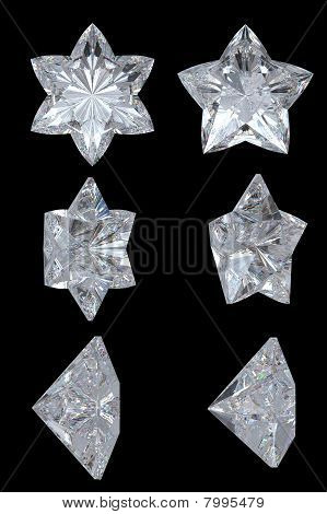 Fem pekade, sex punkt Diamond stjärnor