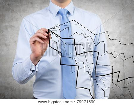 Businessman Darwing Graphs
