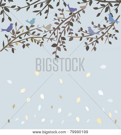 Autumn Tree And Birds