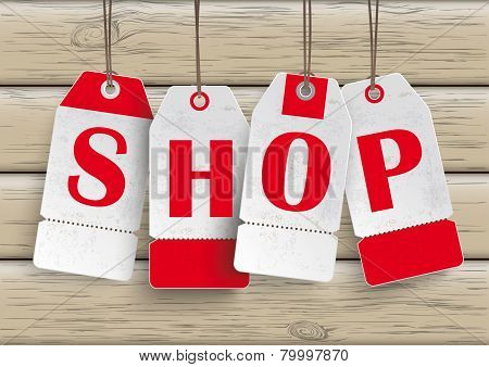 4 White Price Stickers Shop Wood