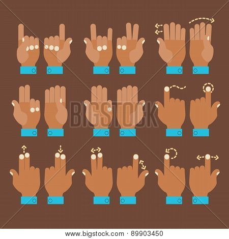 Multitouch Gesture Hands Icons Set
