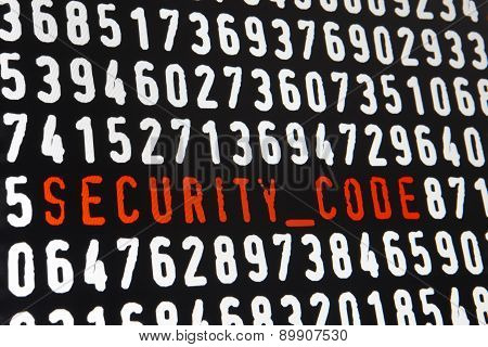 Computer Screen With Security Code Text On Black Background