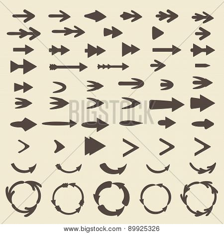 Arrows  Silhouette Icon Set.   Editable And Design Suitable Vector Illustration.