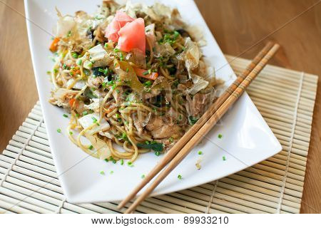 Japanese yakisoba closeup