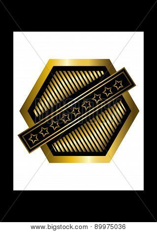 Gold rhomboid icon quality mark with an asterisks
