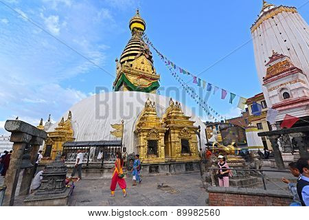 Buddhist Stupa Of Swayambhunath, Kathmandu Remained Intact After The Massive Earthquake That Hit Nep