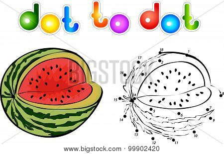 Cartoon Watermellon Dot To Dot