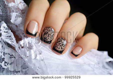 Beautiful black nail art design