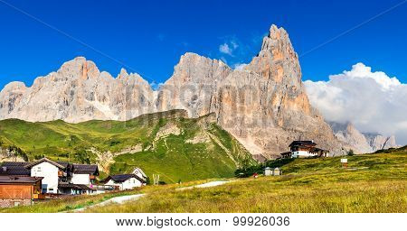 Dolomites Alps. Landscape of Pale di San Martino Trentino - Dolomites Italy with Cimon della Pala mountain ridge.