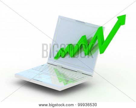 laptop with business graph