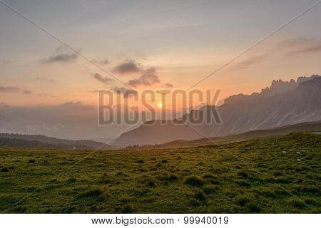 Mountain Panorama Of The Dolomites As Viewed From Passo Di Giau (as Viewed From The Mountain Pass)