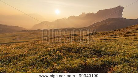 Mountain Panorama Of The Dolomites As Viewed From Passo Di Giau (as Viewed From The Mountain Pass)